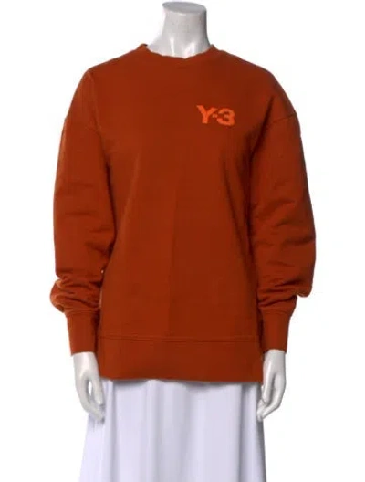 Pre-owned Y-3 Graphic Print Crew Neck Sweatshirt In Orange