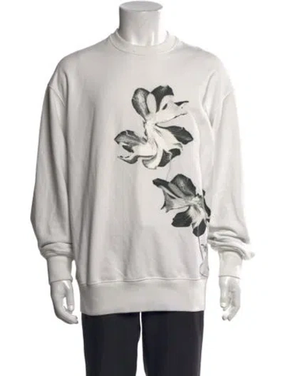 Pre-owned Y-3 Graphic Print Crew Neck Sweatshirt In White