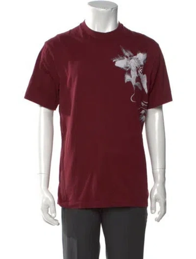 Pre-owned Y-3 Graphic Print Crew Neck T-shirt In Burgundy