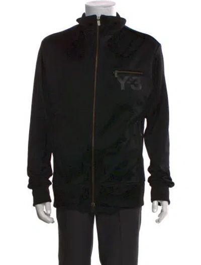 Pre-owned Y-3 Graphic Print Mock Neck Hoodie In Black