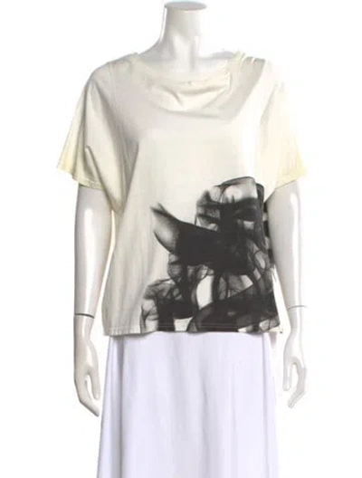 Pre-owned Y-3 Graphic Print Scoop Neck T-shirt In White