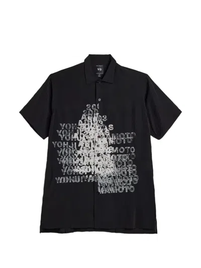 Y-3 Placed Graphic Short Sleeve Long Shirt In Black