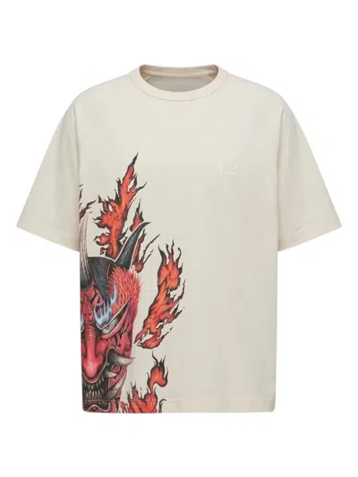 Y-3 Graphic Short Sleeve Tee In Cwhite