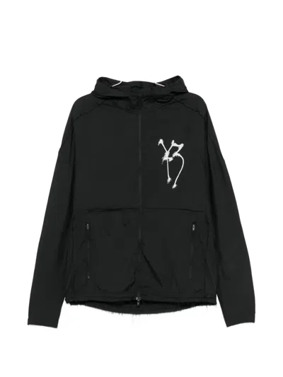 Y-3 Graphic-print Hooded Jacket In Black