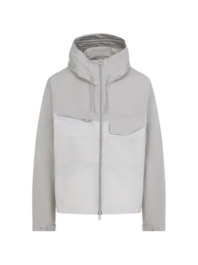 Y-3 Panelled Hooded Jacket In Gray