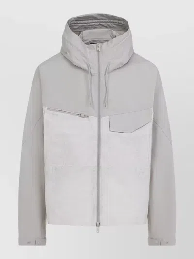 Y-3 Hooded Cotton Jacket Tonal Drawstrings In Gray