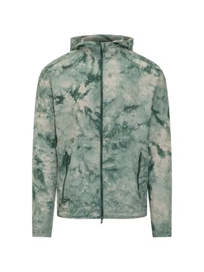 Y-3 Printed Hooded Nylon Running Jacket In Green