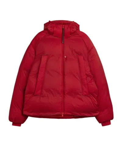 Y-3 Hooded Puffer Jacket In Red