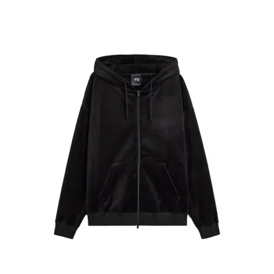 Y-3 Velvet Zip-up Hoodie In Black