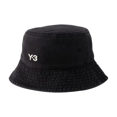 Y-3 Ix7000 Logo-embroidered Cotton Bucket Hat In Black