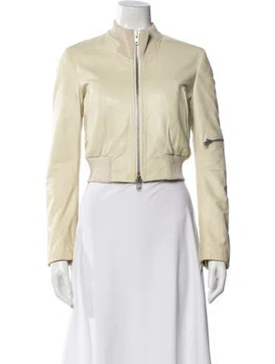 Pre-owned Y-3 Lamb Leather Biker Jacket In Yellow