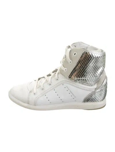 Pre-owned Y-3 Leather Animal Print Sneakers In Grey