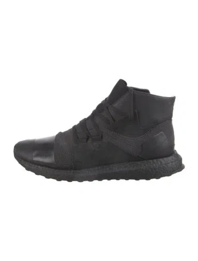 Pre-owned Y-3 Leather Athletic Sneakers In Black/blue