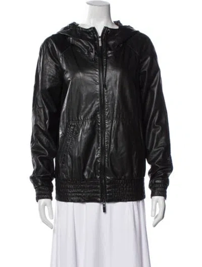 Pre-owned Y-3 Leather Bomber Jacket In Black