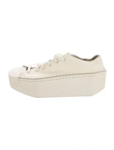 Pre-owned Y-3 Leather Chunky Sneakers In Neutral