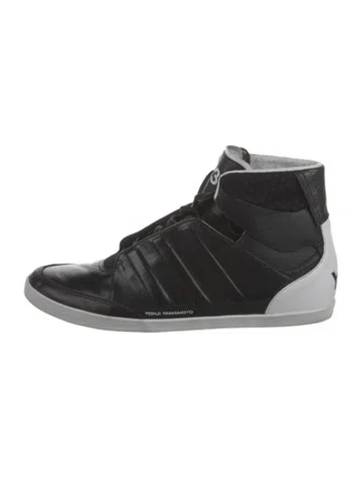 Pre-owned Y-3 Leather Colorblock Pattern Athletic Sneakers In Black
