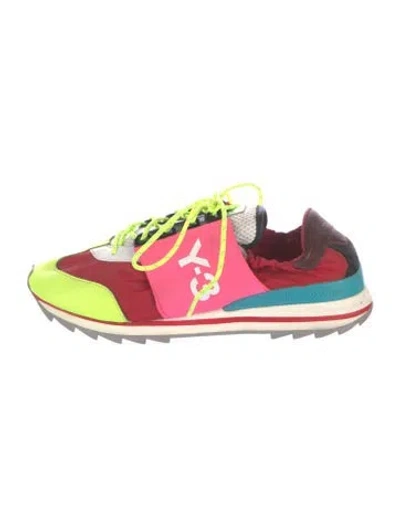 Pre-owned Y-3 Leather Colorblock Pattern Athletic Sneakers In Pink