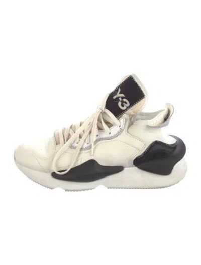 Pre-owned Y-3 Leather Colorblock Pattern Sneakers In Neutral