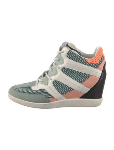 Pre-owned Y-3 Leather Colorblock Pattern Wedge Sneakers In White