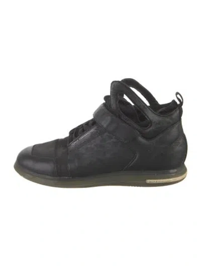 Pre-owned Y-3 Leather Graphic Print Boots In Black