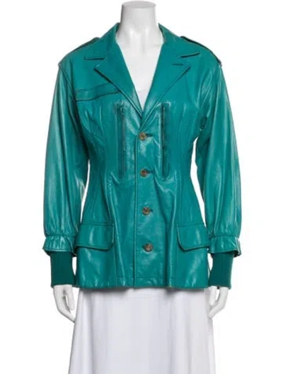 Pre-owned Y-3 Leather Jacket In Blue