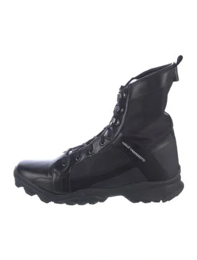 Pre-owned Y-3 Leather Lace-up Boots In Blue