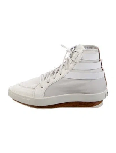 Pre-owned Y-3 Leather Lace-up Boots In White