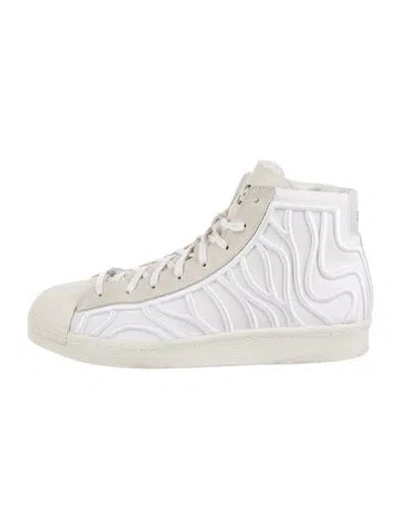Pre-owned Y-3 Leather Patterned Sneakers In White