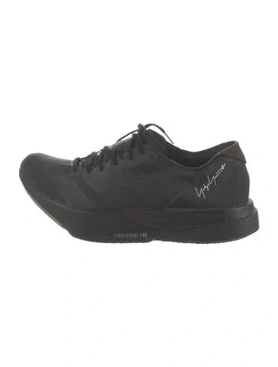 Pre-owned Y-3 Leather Printed Athletic Sneakers In Black
