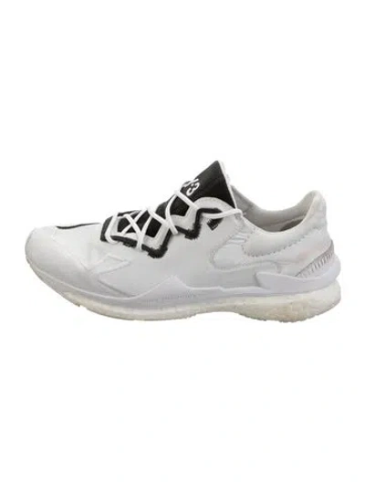 Pre-owned Y-3 Leather Printed Athletic Sneakers In White