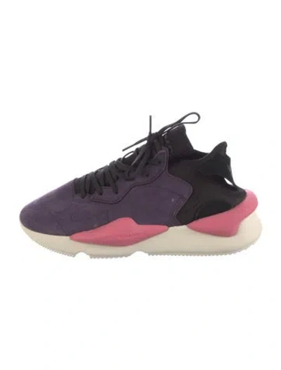 Pre-owned Y-3 Leather Printed Sneakers In Purple