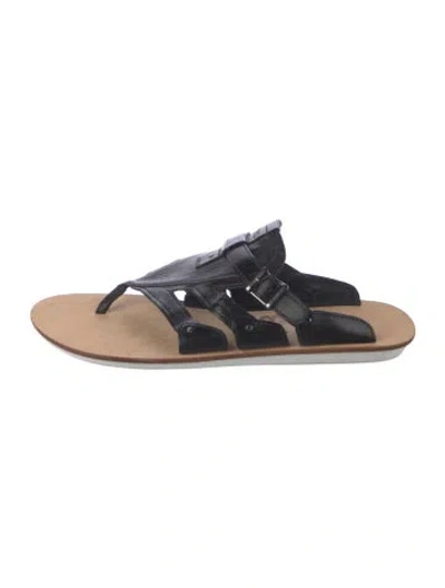 Pre-owned Y-3 Leather Sandals In Black