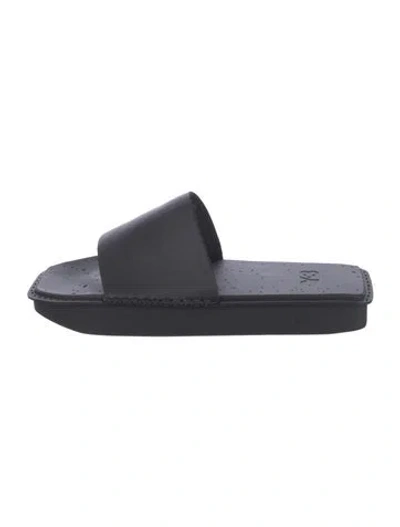 Pre-owned Y-3 Leather Slides In Black