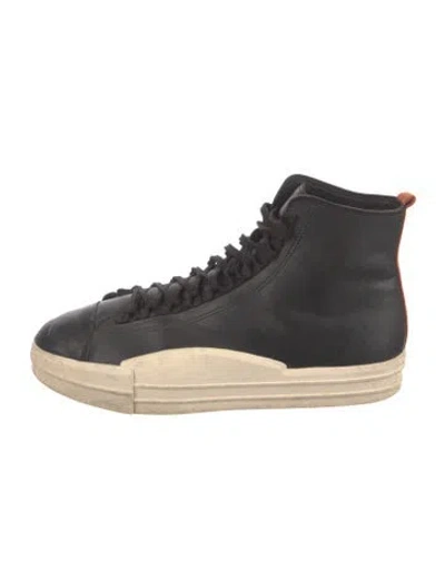 Pre-owned Y-3 Leather Sneakers In Black
