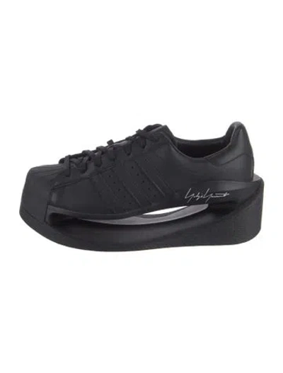 Pre-owned Y-3 Leather Sneakers In Black