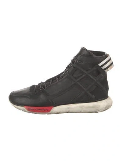 Pre-owned Y-3 Leather Sneakers In Black