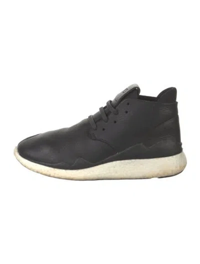 Pre-owned Y-3 Leather Sneakers In Black