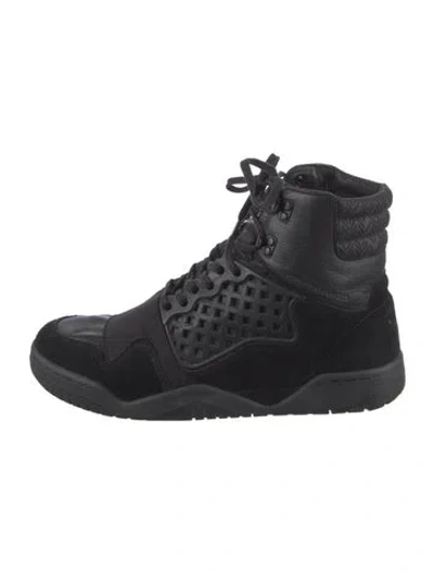 Pre-owned Y-3 Leather Sneakers In Black