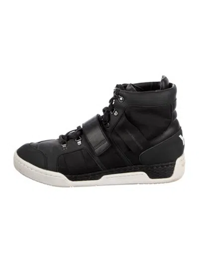 Pre-owned Y-3 Leather Sneakers In Black