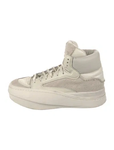 Pre-owned Y-3 Leather Sneakers In Neutrals