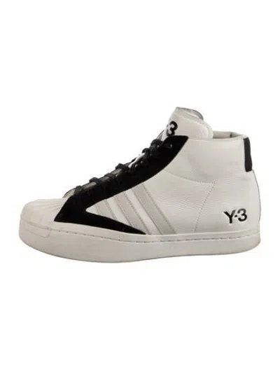 Pre-owned Y-3 Leather Sneakers In White