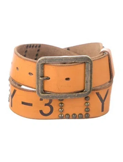 Pre-owned Y-3 Leather Studded Accents Belt In Orange