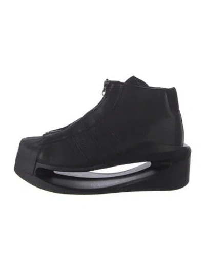 Pre-owned Y-3 Leather Wedge Sneakers W/ Tags In Black
