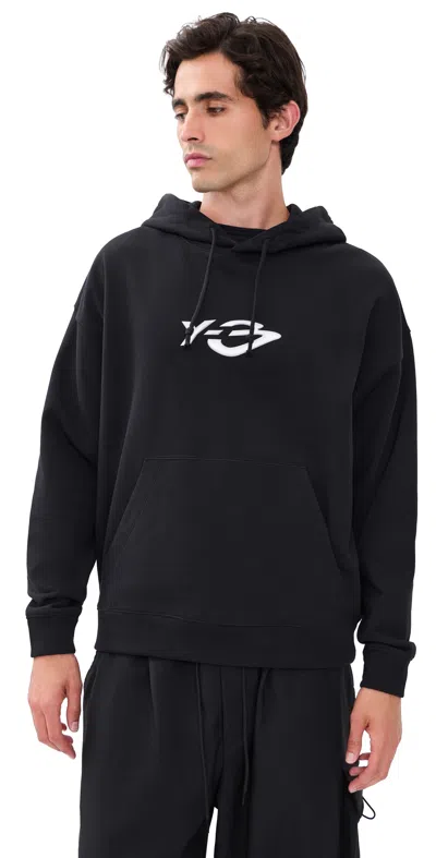 Y-3 French Terry Liquid Logo-print Drawstring Hoodie In Black