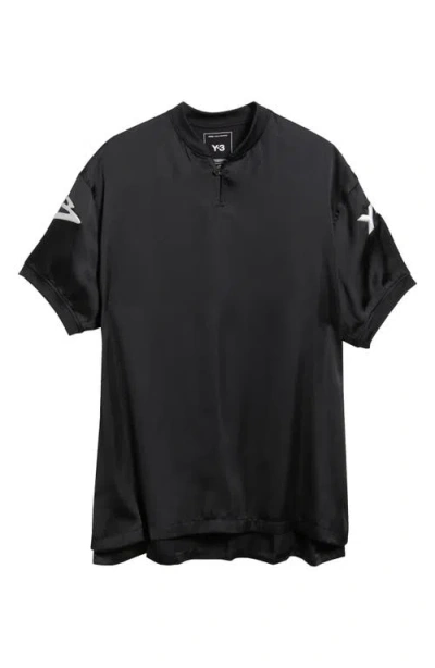 Y-3 Liquid Logo Satin Jersey In Black