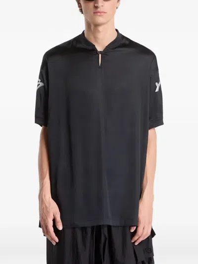 Y-3 Liquid Logo Satin T-shirt In Black