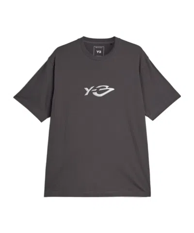 Y-3 Liquid Logo Short Sleeve Tee In Gray