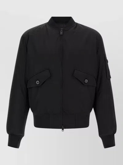 Y-3 Logo Bomber Jacket Front And Sleeve Pockets In Brown
