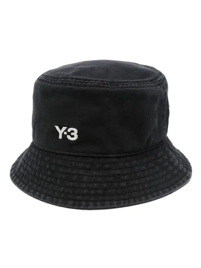 Y-3 Logo Embroidered Cotton Hat In Black