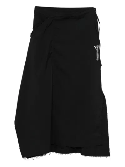 Y-3 Logo Embroidered Midi Skirt In Black